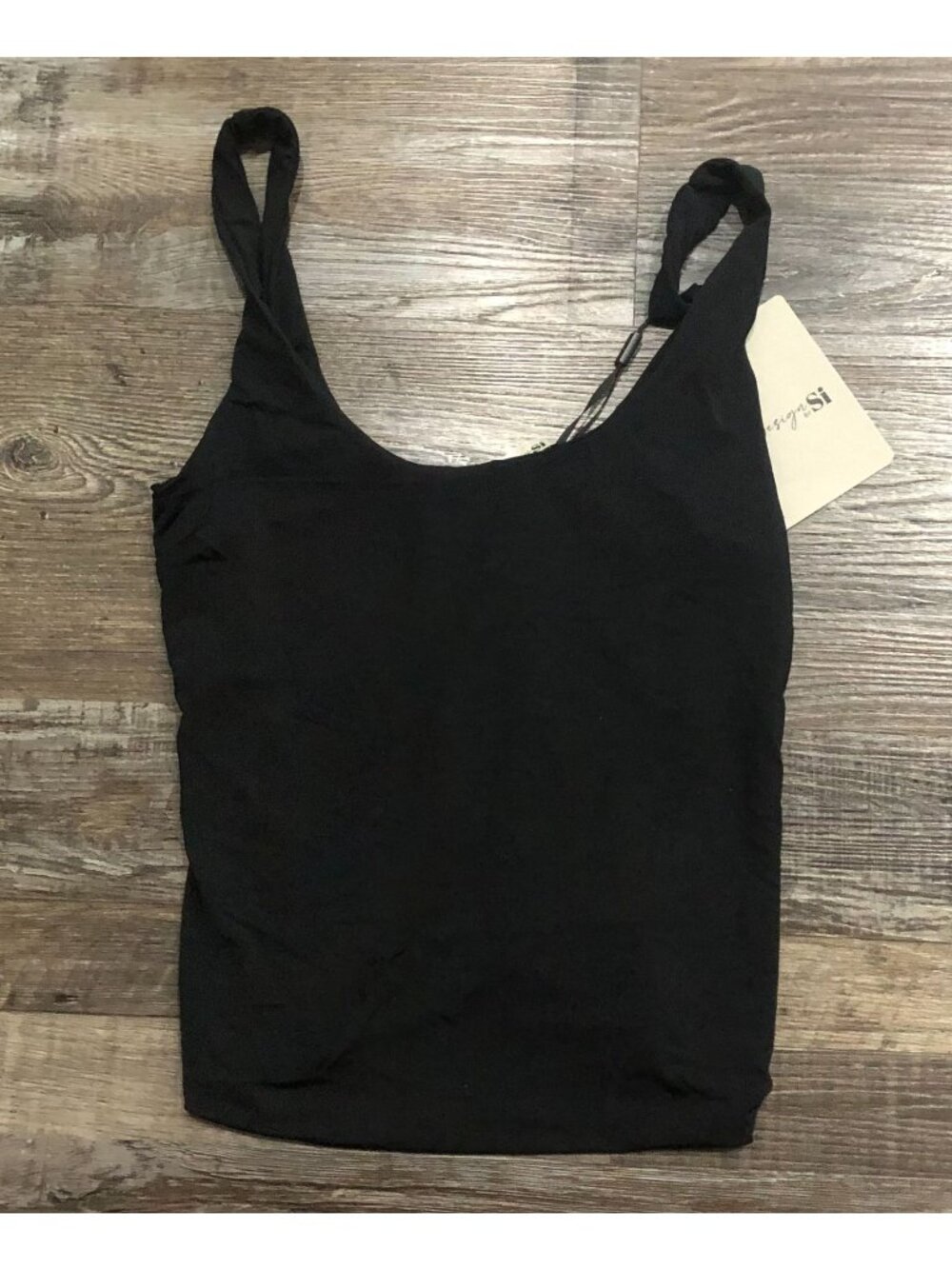 Design by Si Womens M/L Black Stretch Tank Top Shirt New with Tags